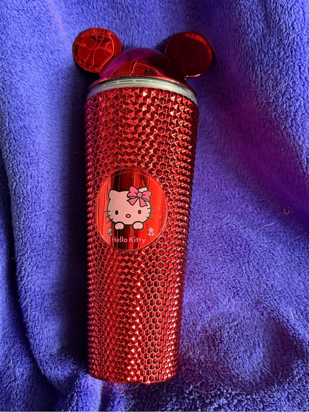 Hello Kitty Metallic Red Studded Kids Travel Tumbler with Ear Lid